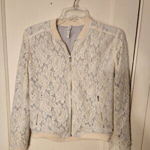 Women's X-Small WILLOW & CLAY Ivory lace|Gray blue lining light weight coat